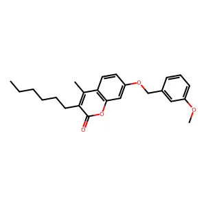 3-hexyl-7-[(3-methoxybenzyl)oxy]-4-methyl-2H-chromen-2-one structure