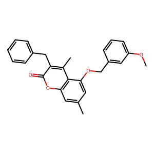 3-benzyl-5-[(3-methoxybenzyl)oxy]-4,7-dimethyl-2H-chromen-2-one structure