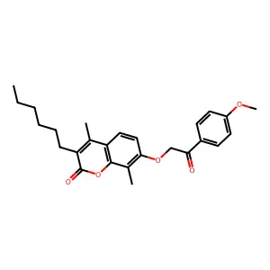 3-hexyl-7-[2-(4-methoxyphenyl)-2-oxoethoxy]-4,8-dimethyl-2H-chromen-2-one structure