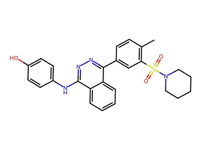 4-((4-(4-Methyl-3-(piperidin-1-ylsulfonyl)phenyl)phthalazin-1-yl)amino)phenol structure