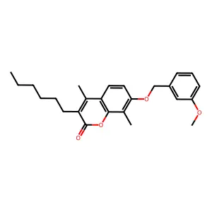 3-hexyl-7-[(3-methoxybenzyl)oxy]-4,8-dimethyl-2H-chromen-2-one structure