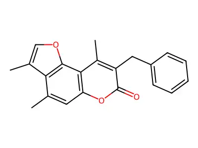 8-benzyl-3,4,9-trimethyl-7H-furo[2,3-f]chromen-7-one structure
