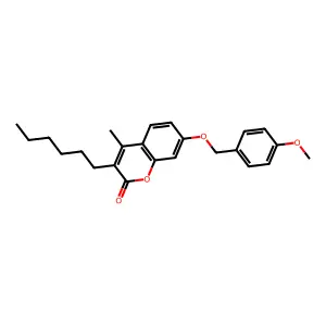 3-hexyl-7-[(4-methoxybenzyl)oxy]-4-methyl-2H-chromen-2-one structure