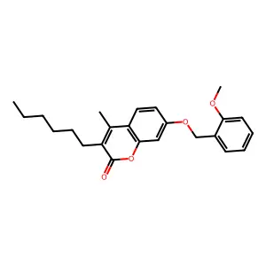 3-hexyl-7-[(2-methoxybenzyl)oxy]-4-methyl-2H-chromen-2-one structure