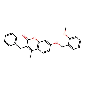 3-benzyl-7-[(2-methoxybenzyl)oxy]-4-methyl-2H-chromen-2-one structure