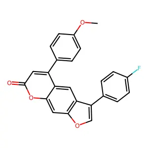3-(4-fluorophenyl)-5-(4-methoxyphenyl)-7H-furo[3,2-g]chromen-7-one structure