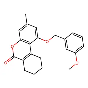 1-[(3-methoxybenzyl)oxy]-3-methyl-7,8,9,10-tetrahydro-6H-benzo[c]chromen-6-one structure