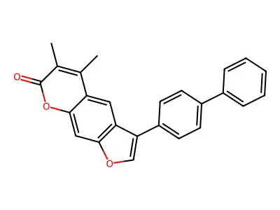 3-(biphenyl-4-yl)-5,6-dimethyl-7H-furo[3,2-g]chromen-7-one structure