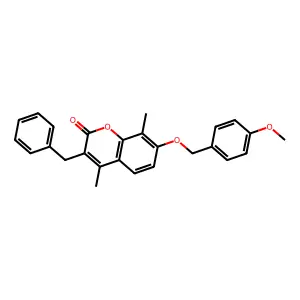 3-benzyl-7-[(4-methoxybenzyl)oxy]-4,8-dimethyl-2H-chromen-2-one structure