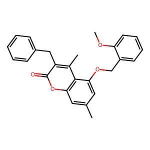 3-benzyl-5-[(2-methoxybenzyl)oxy]-4,7-dimethyl-2H-chromen-2-one structure