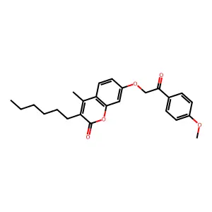 3-hexyl-7-[2-(4-methoxyphenyl)-2-oxoethoxy]-4-methyl-2H-chromen-2-one structure
