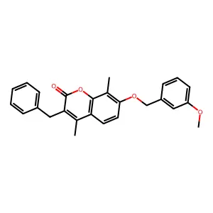 3-benzyl-7-[(3-methoxybenzyl)oxy]-4,8-dimethyl-2H-chromen-2-one structure