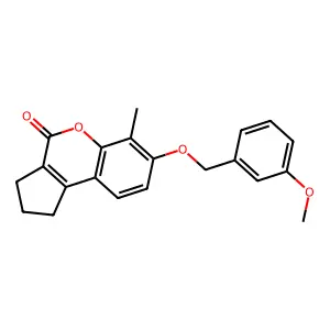 7-[(3-methoxybenzyl)oxy]-6-methyl-2,3-dihydrocyclopenta[c]chromen-4(1H)-one structure