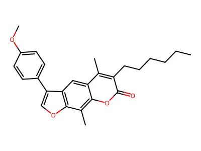 6-hexyl-3-(4-methoxyphenyl)-5,9-dimethyl-7H-furo[3,2-g]chromen-7-one structure