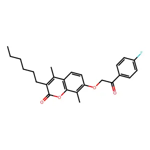 7-[2-(4-fluorophenyl)-2-oxoethoxy]-3-hexyl-4,8-dimethyl-2H-chromen-2-one structure
