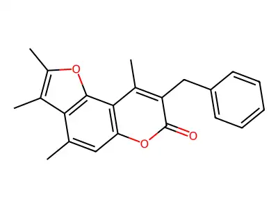 8-benzyl-2,3,4,9-tetramethyl-7H-furo[2,3-f]chromen-7-one structure