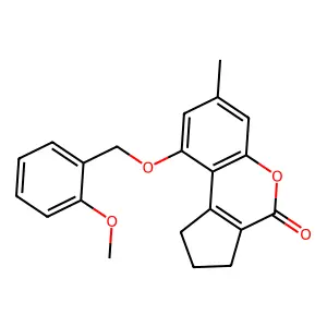 9-[(2-methoxybenzyl)oxy]-7-methyl-2,3-dihydrocyclopenta[c]chromen-4(1H)-one structure