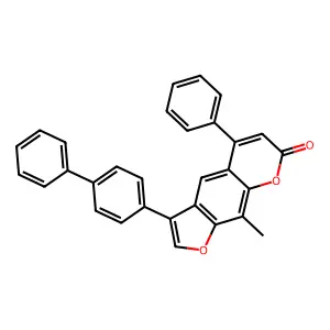 3-(4-biphenylyl)-9-methyl-5-phenyl-7H-furo[3,2-g]chromen-7-one structure
