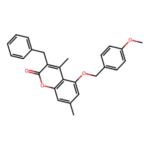 3-benzyl-5-[(4-methoxybenzyl)oxy]-4,7-dimethyl-2H-chromen-2-one structure
