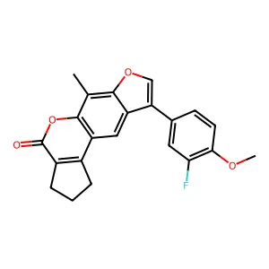 9-(3-fluoro-4-methoxyphenyl)-6-methyl-2,3-dihydrocyclopenta[c]furo[3,2-g]chromen-4(1H)-one structure