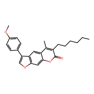 6-hexyl-3-(4-methoxyphenyl)-5-methyl-7H-furo[3,2-g]chromen-7-one structure