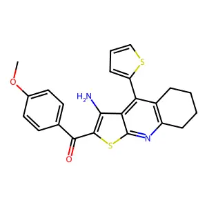 (3-amino-4-(thiophen-2-yl)-5,6,7,8-tetrahydrothieno[2,3-b]quinolin-2-yl)(4-methoxyphenyl)methanone structure