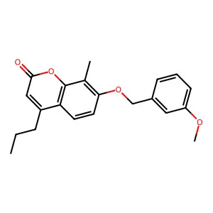 7-[(3-methoxybenzyl)oxy]-8-methyl-4-propyl-2H-chromen-2-one structure