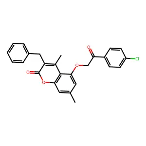 3-benzyl-5-[2-(4-chlorophenyl)-2-oxoethoxy]-4,7-dimethyl-2H-chromen-2-one structure