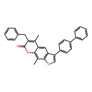 6-benzyl-3-(4-biphenylyl)-5,9-dimethyl-7H-furo[3,2-g]chromen-7-one structure