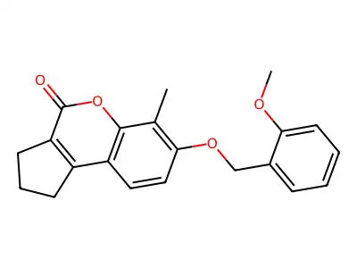 7-[(2-methoxybenzyl)oxy]-6-methyl-2,3-dihydrocyclopenta[c]chromen-4(1H)-one structure