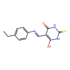5-(((4-ethylphenyl)amino)methylene)-2-thioxodihydropyrimidine-4,6(1H,5H)-dione structure