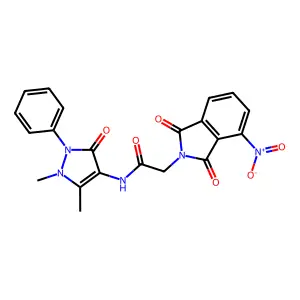 N-(1,5-dimethyl-3-oxo-2-phenylpyrazol-4-yl)-2-(4-nitro-1,3-dioxoisoindol-2-yl)acetamide structure