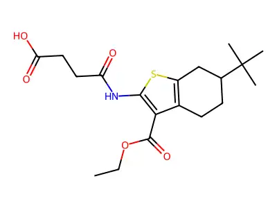 4-[(6-tert-butyl-3-ethoxycarbonyl-4,5,6,7-tetrahydro-1-benzothiophen-2-yl)amino]-4-oxobutanoic acid structure