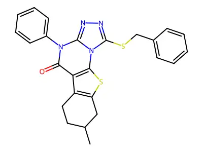 1-(benzylsulfanyl)-8-methyl-4-phenyl-6,7,8,9-tetrahydro[1]benzothieno[3,2-e][1,2,4]triazolo[4,3-a]pyrimidin-5(4H)-one structure