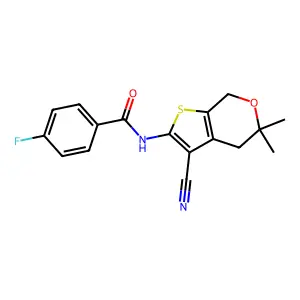 N-(3-cyano-5,5-dimethyl-4,7-dihydrothieno[2,3-c]pyran-2-yl)-4-fluorobenzamide structure