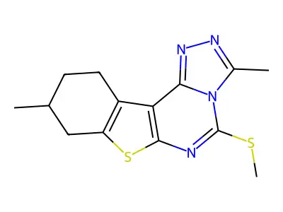 3,9-dimethyl-5-(methylthio)-8,9,10,11-tetrahydrobenzo[4,5]thieno[3,2-e][1,2,4]triazolo[4,3-c]pyrimidine structure