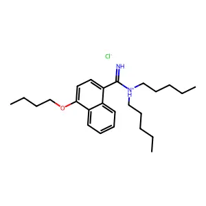 1-Naphthamidine, 4-butoxy-N,N-dipentyl-, monohydrochloride structure