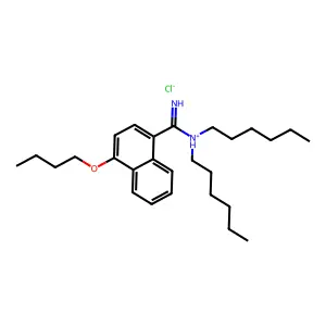 1-Naphthamidine, 4-butoxy-N,N-dihexyl-, monohydrochloride structure