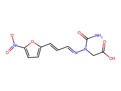 2-[1-(Aminocarbonyl)-2-[3-(5-nitro-2-furanyl)-2-propen-1-ylidene]hydrazinyl]acetic acid structure