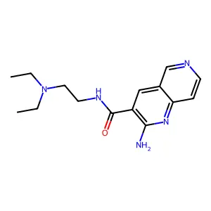 2-amino-N-[2-(diethylamino)ethyl]-1,6-naphthyridine-3-carboxamide structure
