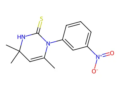 1-(3-nitrophenyl)-4,4,6-trimethyl-1H,4H-pyrimidine-2-thiol structure