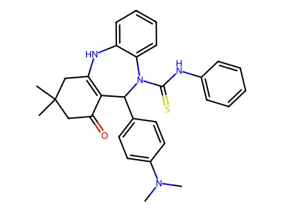 11-[4-(dimethylamino)phenyl]-3,3-dimethyl-1-oxo-N-phenyl-1,2,3,4,5,11-hexahydro-10H-dibenzo[b,e][1,4]diazepine-10-carbothioamide structure
