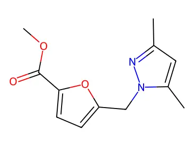 Methyl 5-((3,5-dimethyl-1H-pyrazol-1-yl)methyl)furan-2-carboxylate structure
