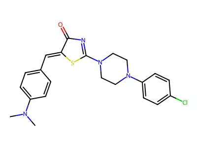 2-[4-(4-Chlorophenyl)-1-piperazinyl]-5-[[4-(dimethylamino)phenyl]methylene]-4(5H)-thiazolone structure