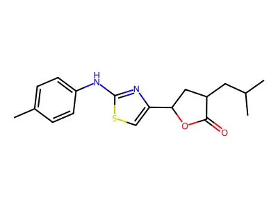 5-[2-(4-Methylanilino)-1,3-thiazol-4-yl]-3-(2-methylpropyl)oxolan-2-one structure