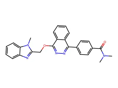 N,N-dimethyl-4-[4-[(1-methylbenzimidazol-2-yl)methoxy]phthalazin-1-yl]benzamide structure