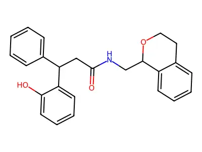 N-(3,4-dihydro-1H-isochromen-1-ylmethyl)-3-(2-hydroxyphenyl)-3-phenylpropanamide structure