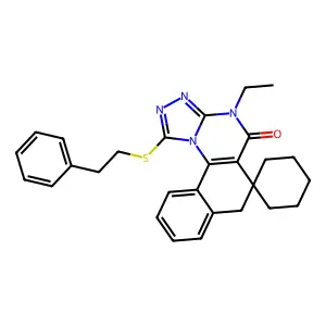 4-ethyl-1-(phenethylthio)-4H-spiro[benzo[h][1,2,4]triazolo[4,3-a]quinazoline-6,1'-cyclohexan]-5(7H)-one structure