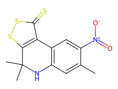 4,4,7-trimethyl-8-nitro-5H-dithiolo[3,4-c]quinoline-1-thione structure