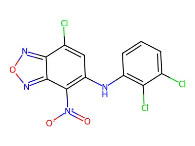 7-chloro-N-(2,3-dichlorophenyl)-4-nitro-2,1,3-benzoxadiazol-5-amine structure